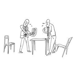 Hard talks vector sketchy illustration