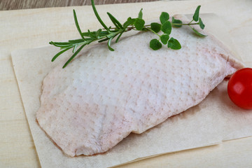 Raw duck breast