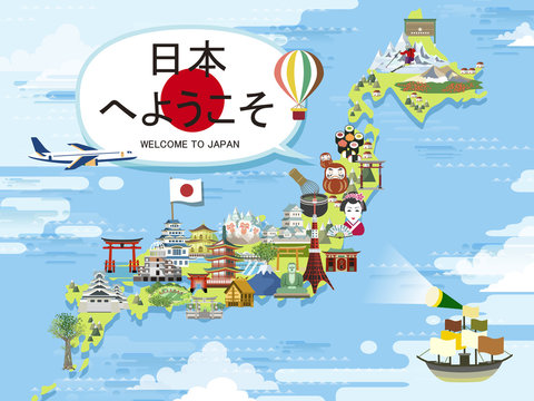 Japan travel map design