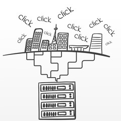 Big data collection vector sketchy illustration