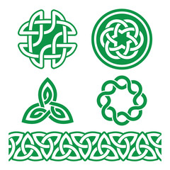 Celtic Irish green patterns and knots - vector, St Patrick's Day  