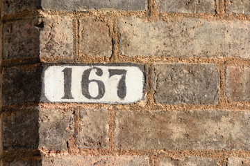 House number 167 sign