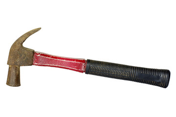 The old hammer on a white background.