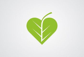 Leaf love logo vector