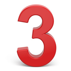 3d plastic red number 3