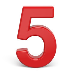 3d plastic red number 5