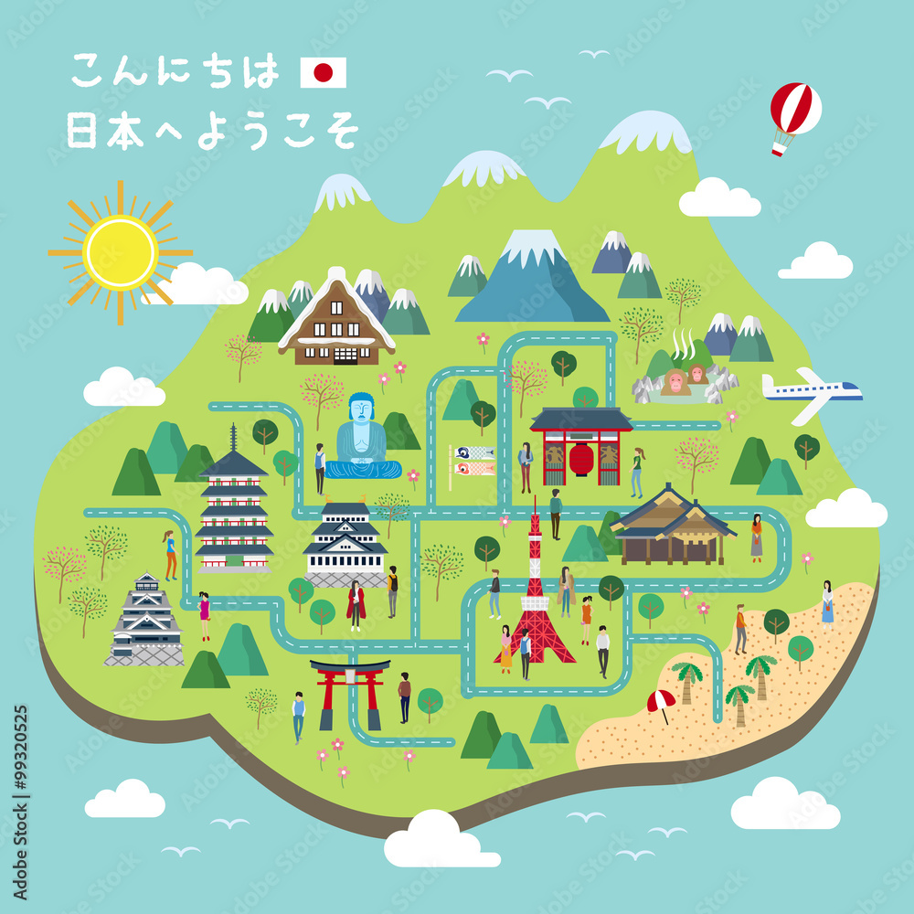 Canvas Prints adorable Japan walking map