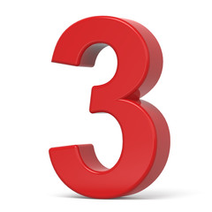 3d plastic red number 3
