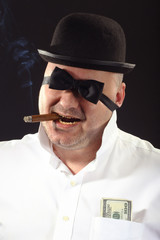  man with bow tie on his face