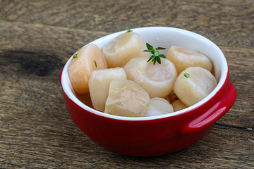 Raw scallops