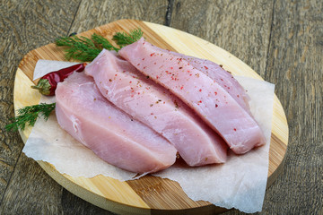 Raw turkey steak