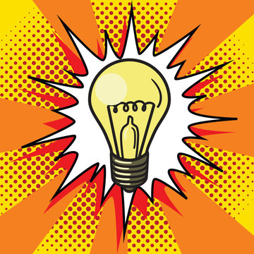 Light bulb lamp pop art style vector