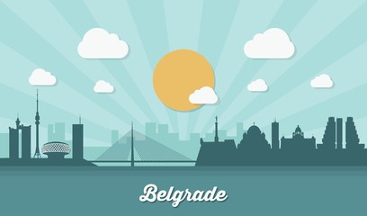 Belgrade skyline - flat design - obrazy, fototapety, plakaty