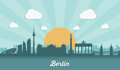 Berlin skyline - flat design - obrazy, fototapety, plakaty