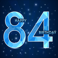 84 year birthday celebration label, 84th anniversary decorative polygon emblem - vector illustration