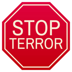 vector stop terror red symbol, isolated on white background