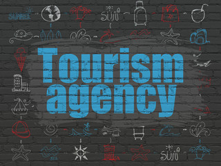 Vacation concept: Tourism Agency on wall background