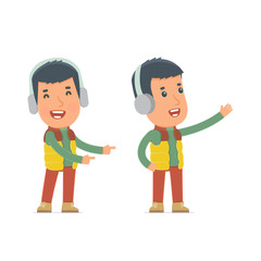 Happy and Cheerful Character Winter Citizen making presentation