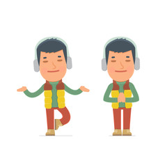 Calm and Blanced Character Winter Citizen does yoga and meditate