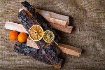 wood with orange on the background