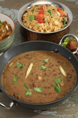Indian Dal Makhani with Pulav or Vegetable Pulao and Chana Masal