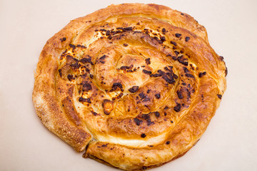 Closeup of cake with curd cheese.