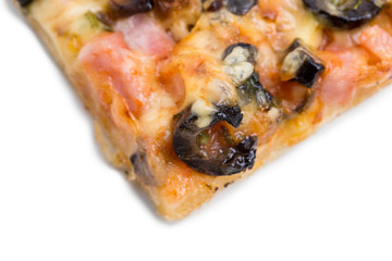 Slice of delicious american pizza.