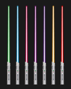 colorful illustration with light sabers