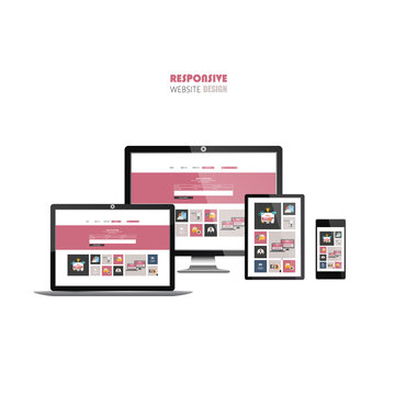 Flat responsive web design concept website development devices
