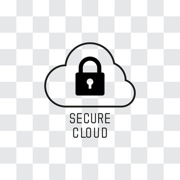 Secure Cloud Technology. Cloud and padlock. Protected cloud computing service concept. Vector Illustration of protected computer server