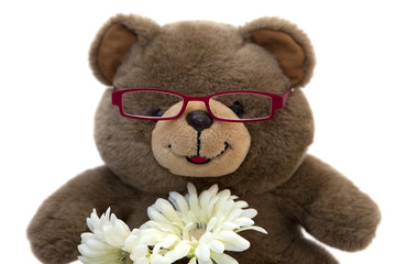 vieil ours en peluche fleurs