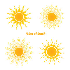 Set of Suns. Vector illustration