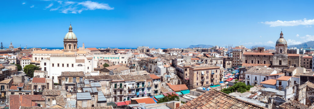 Beautiful view of Palermo from San nicolo Tower, Sicily