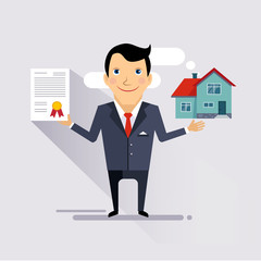 Fototapeta premium House Insurance Contract Vector Illustartion