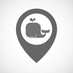 Isolated map marker with a whale