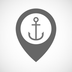 Isolated map marker with an anchor