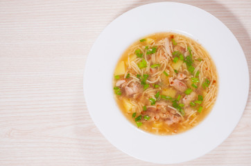 chicken soup with noodle and vegetables