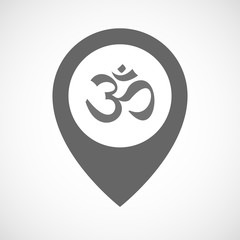 Isolated map marker with an om sign