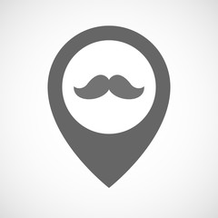 Isolated map marker with a moustache