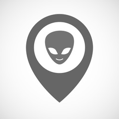 Isolated map marker with an alien face