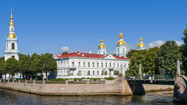 Saint Nicholas Naval Cathedral across the Griboyedov and Kryukov channel, Saint Petersburg, Russia