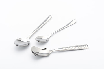 3 Spoons on white background