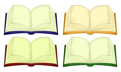 Open book vector clipart set, symbol, icon  design. Illustration isolated on white background.