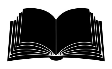 Open book vector clipart silhouette, symbol, icon  design. Illustration isolated on white background.