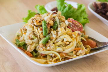 Green papaya salad. spicy thai food