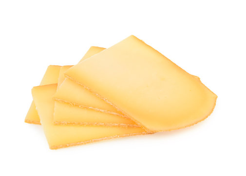 Raclette cheese isolated on white background