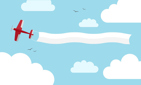 Plane with banner. Vector illustration