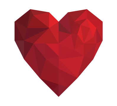Heart in low poly triangle style for Valentine Day isolated on white background/Vector illustration red heart in low poly triangle style for Valentine Day isolated on white background