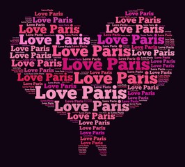Fototapeta na wymiar Love Paris heart illustration word cloud 