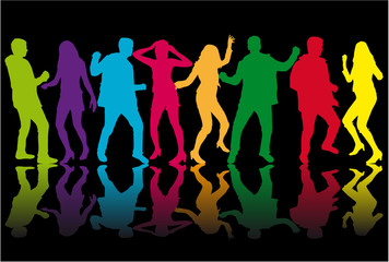 Dancing people silhouettes